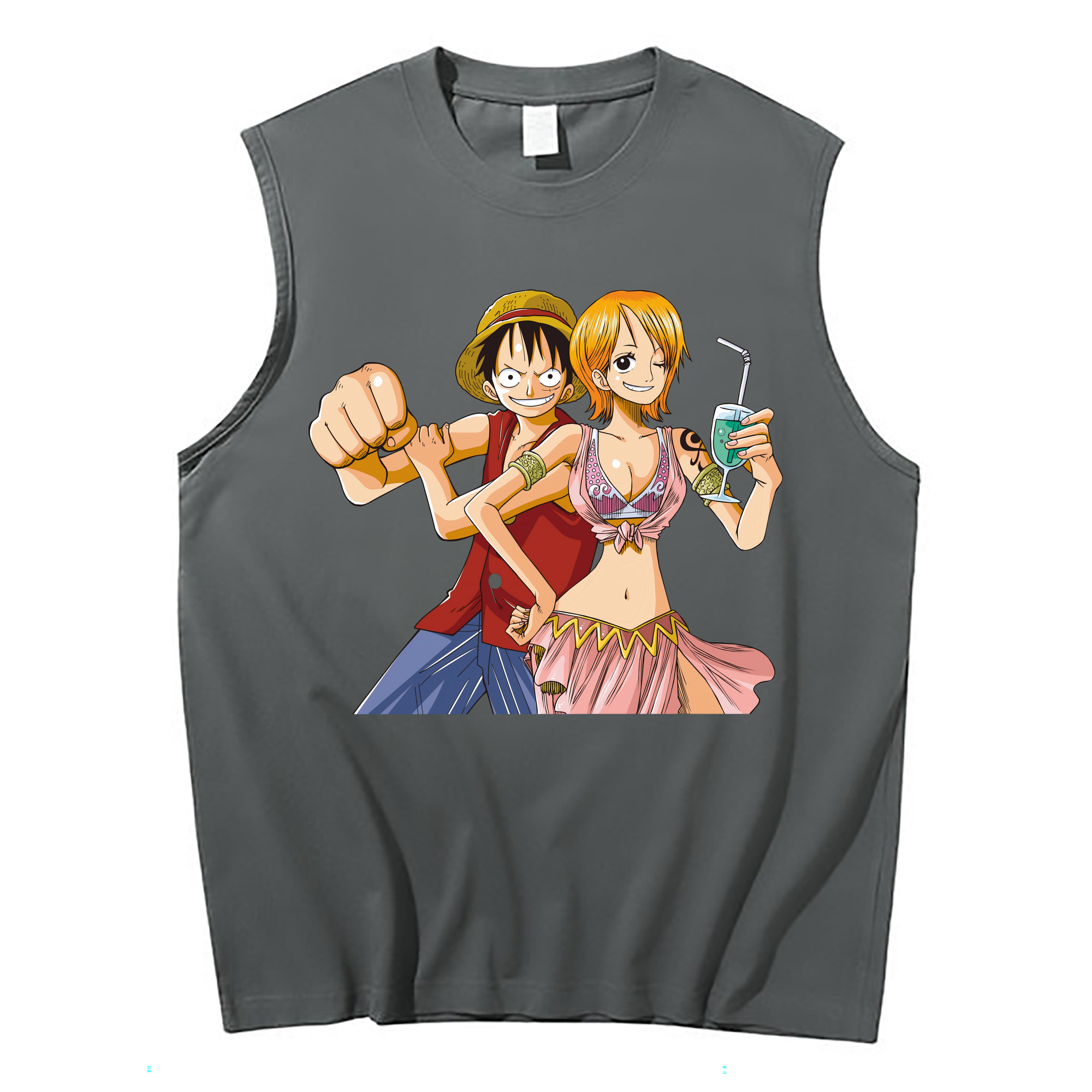 ワンピース モンキー・D・ルフィ ONE PIECE Monkey D. Luffy コットン100％タンクトップ（フロントプリント）